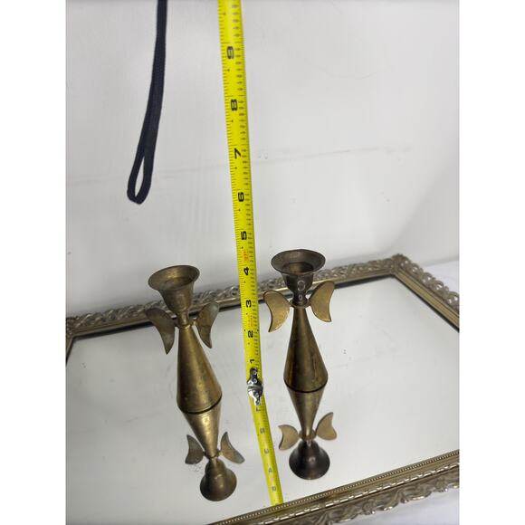 Vintage Brass Angels Candle Stick Holder Set | Vintage Candle Holder | Vintage C - Picture 8 of 10